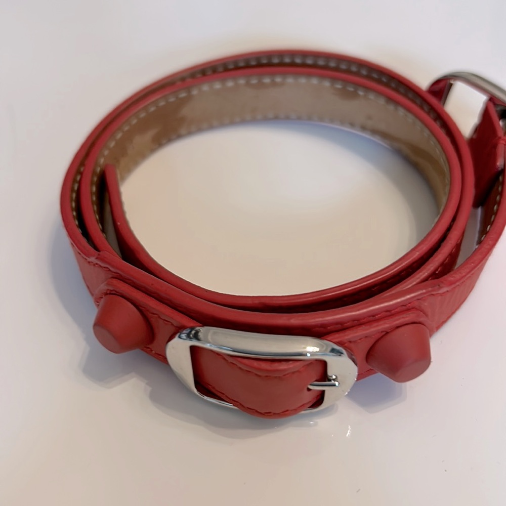 Balenciaga red leather wrap bracelet